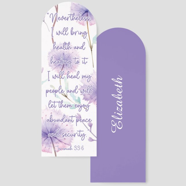 Custom Beautiful Floral Bible Verse Jeremiah 33:6  Bookmarks (Front & Back)