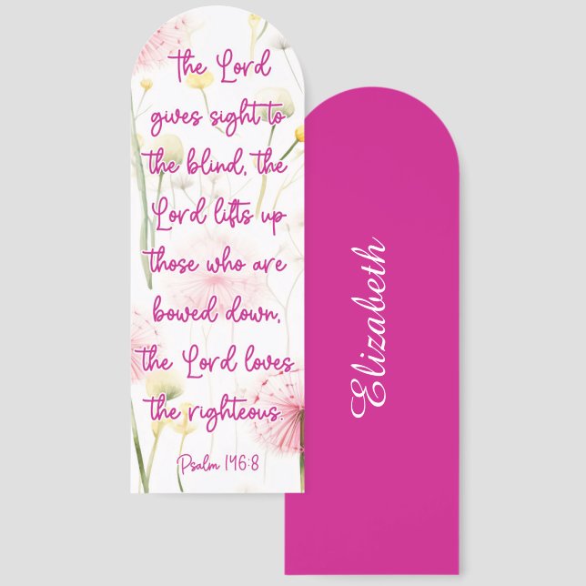 Custom Beautiful Floral Bible Verse Psalm 146:8 Bookmarks (Front & Back)