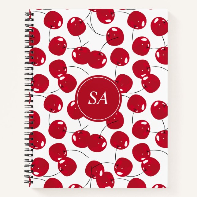 Custom Beautiful Fresh Red Cherry Pattern Notebook (Front)