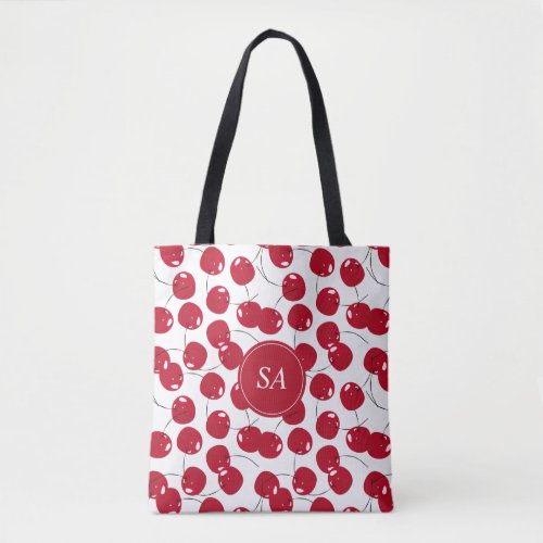 Custom Beautiful Fresh Red Cherry Pattern Tote Bag