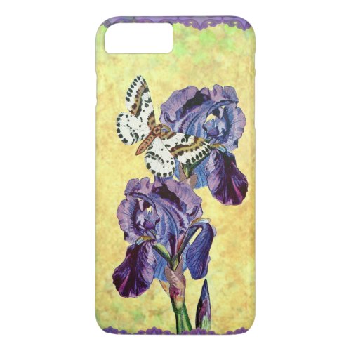 Custom Beautiful Purple Iris Flowers Butterfly iPhone 8 Plus7 Plus Case