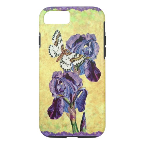 Custom Beautiful Purple Iris Flowers Butterfly iPhone 87 Case