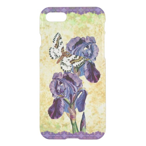 Custom Beautiful Purple Iris Flowers Butterfly iPhone SE87 Case