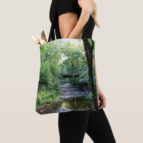 Custom Beautiful Sunlight On Water Mountain Stream Tote Bag