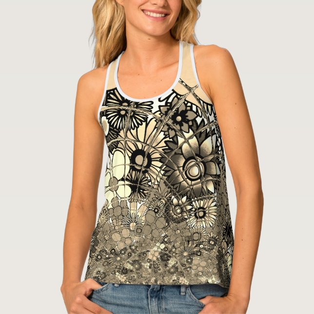 Custom Beautiful Unique Floral Stylish Tank Top (Front)