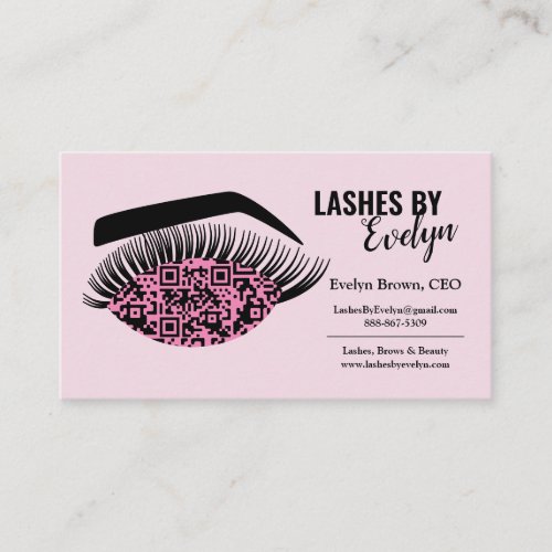 Custom Beauty Lashes Business Cards  QR Code