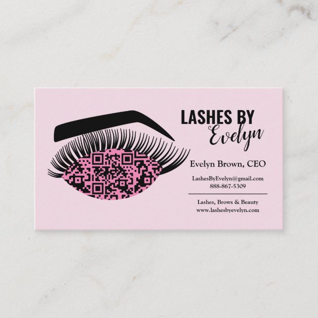 Custom Beauty Lashes Business Cards | QR Code (Front)