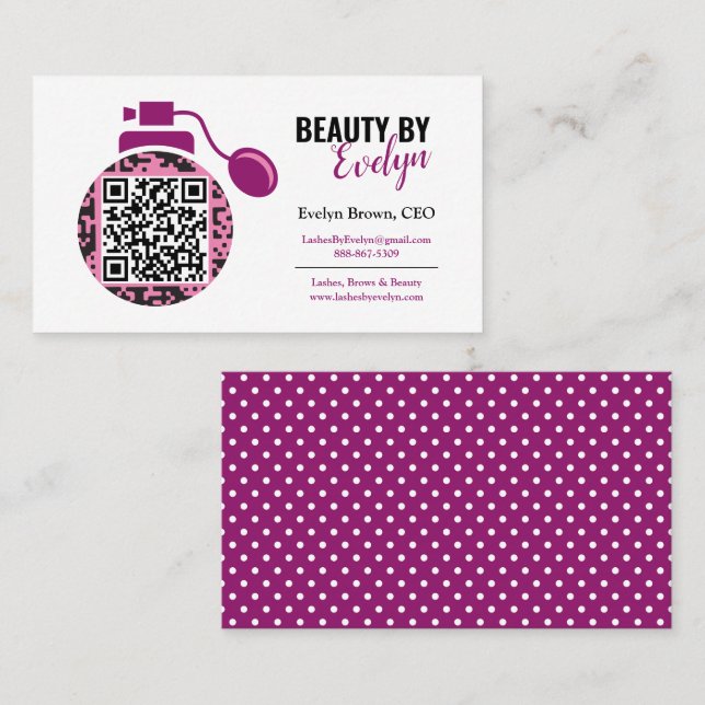 Custom Beauty Salon Business Cards | QR Code (Front/Back)