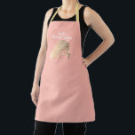 Custom Beauty Salon Co. Name Pink & Gold Staff Apron<br><div class="desc">you and your staff will look adorable clipping, dying, and blow drying locks in this minimal, simple, and chic branded apron with space for your business name, employees name, or anything else you'd like to include. Design features medium sized simple silhouette of a women's flowing long hair in gold metallic...</div>