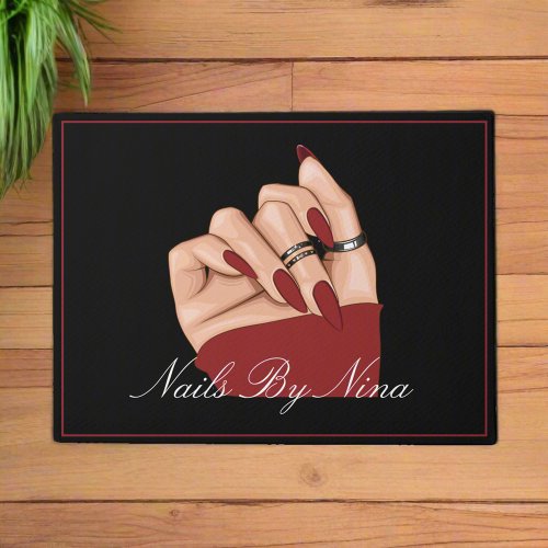 Custom Beauty Salon Manicurist Black Welcome  Doormat