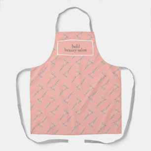 Custom Beauty Salon Name Pink Clippers Print Staff Apron