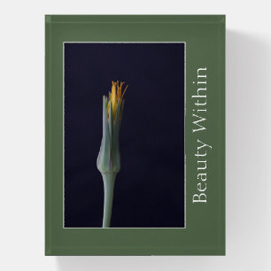 Custom Beauty Within Elegant Floral Yellow Green Paperweight