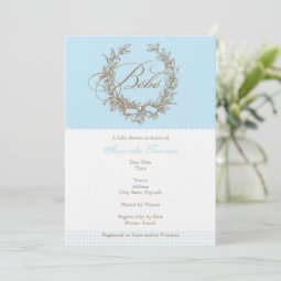 Custom Bebe - Blue French Baby Shower Invitation | Zazzle