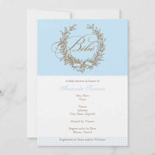 Custom Bebe - Blue French Baby Shower Invitation
