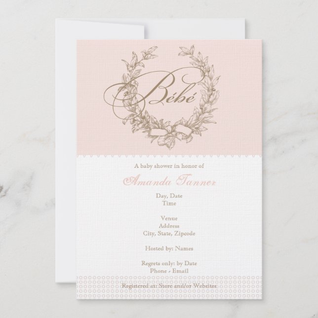 Custom Bebe - Pink French Baby Shower Invitation (Front)