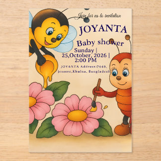Custom bee baby shower acrylic invitations