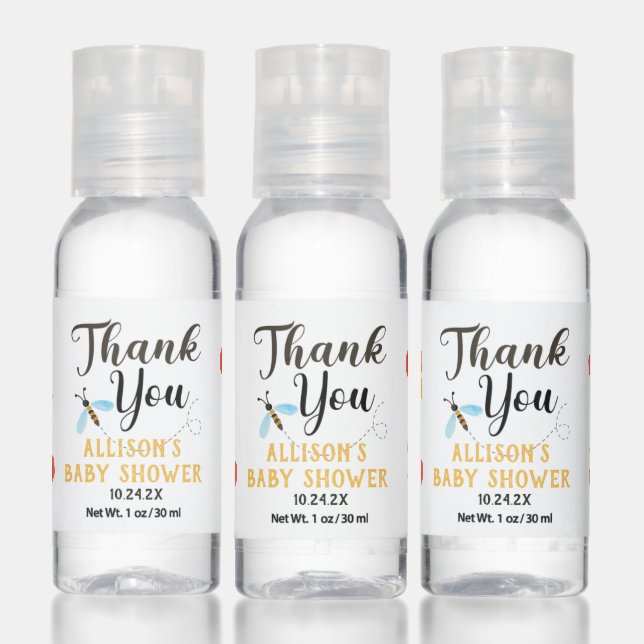 Custom Bee Baby Shower Hand Sanitizer (Set)