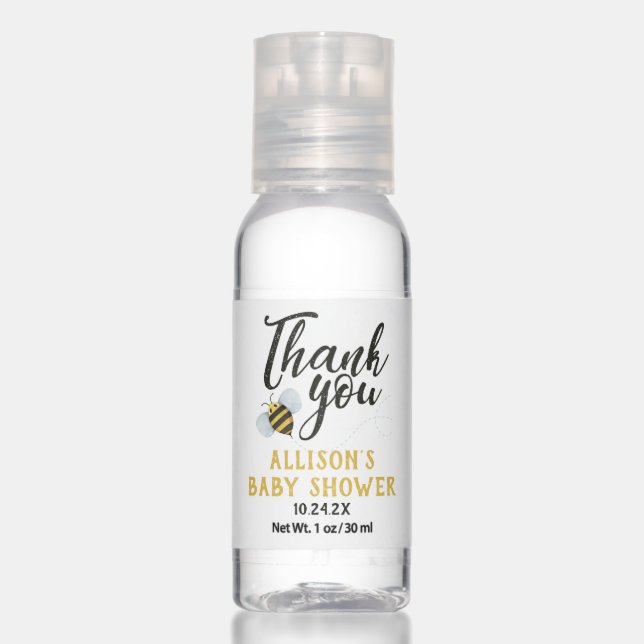 Custom Bee Baby Shower Hand Sanitizer (Front)