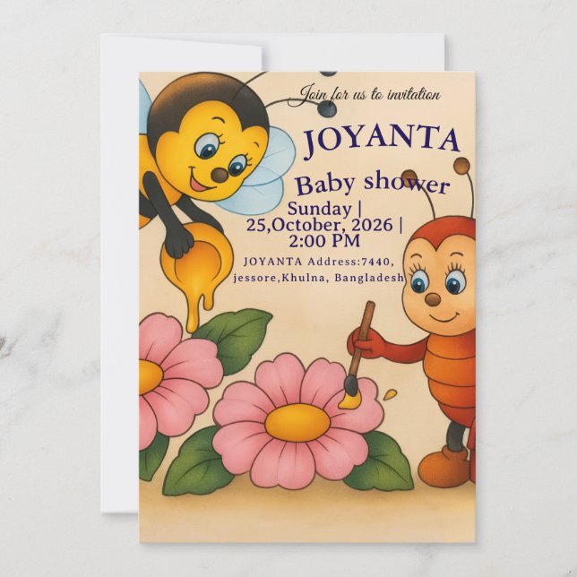 Custom bee baby shower  save the date (Front)