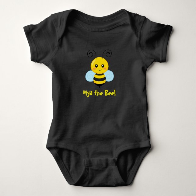 Custom Bee Black Baby Jersey Bodysuit (Front)