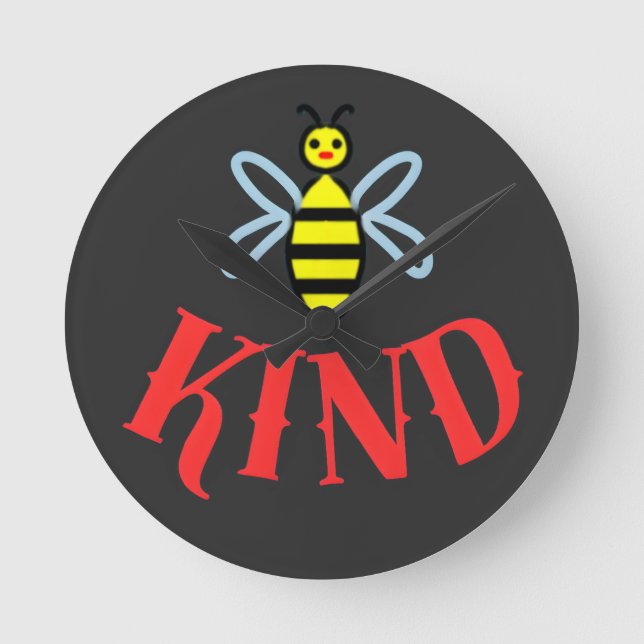 Custom Bee Kind Personalized Gift T-Shirt Round Clock (Front)