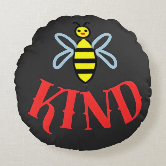 Custom Bee Kind Personalized Gift T-Shirt Round Pillow (Front)