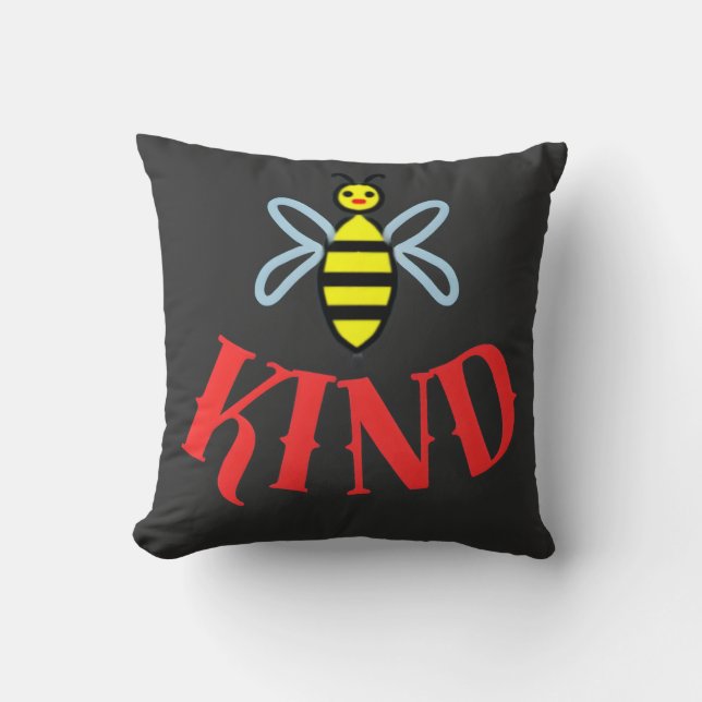 Custom Bee Kind Personalized Gift T-Shirt Throw Pillow (Front)