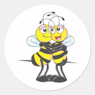 Custom Bee Lovers Hugging Each Other Classic Round Sticker