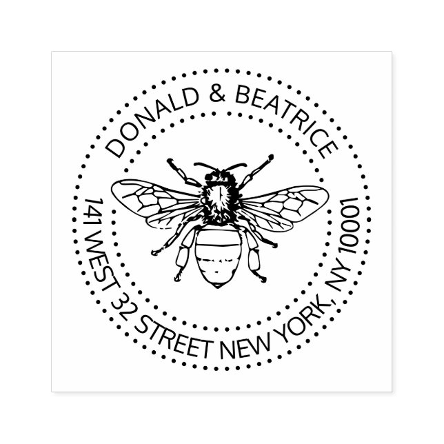 Custom Bee Return Address Rubber Stamp (Imprint)