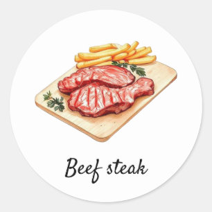 Custom Beef steak and Fries Wedding Meal Choice Classic Round Sticker
