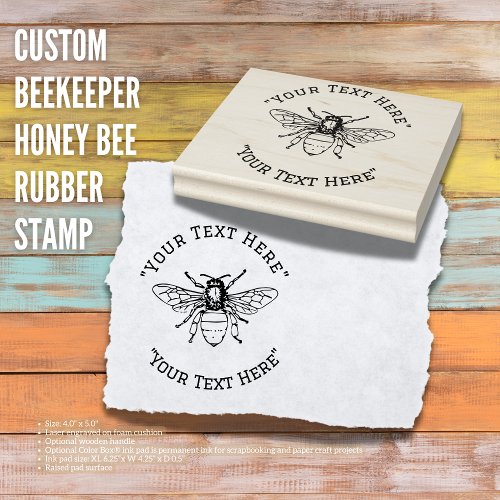 Custom Beekeeper Honey Bee Rubber Stamp