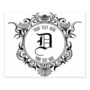 Custom Beekeeper Monogram & Floral Rubber Stamp