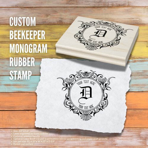 Custom Beekeeper Monogram Rubber Stamp