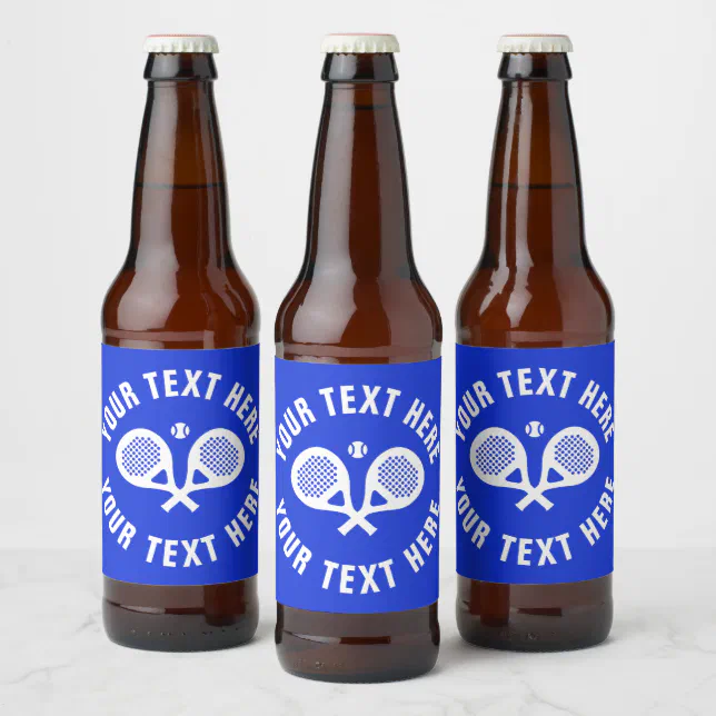 Water Label Padel Racket Custom beer bottle labels with padel racket logo | Zazzle