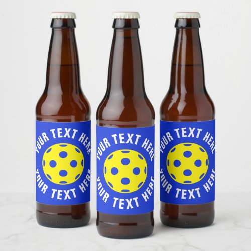 Custom beer bottle labels with pickleball logo