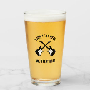 Custom beer glasses with electric guitar logo