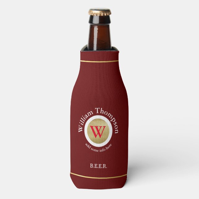 Custom Beer Logo (name & initials) Bottle Cooler (Bottle Front)