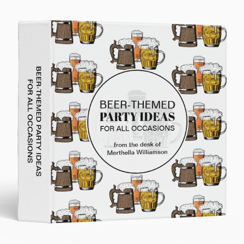 Custom Beer Party Ideas 3 Ring Binder