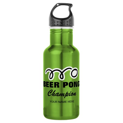 Custom beer pong champion water bottle