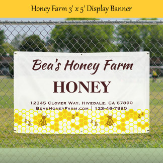 Custom Bees Honey Farm 3' x 5' Display Banner
