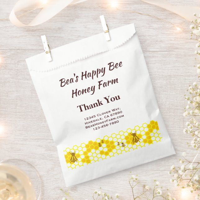 Custom Bees Honey Farm Honeycomb Favor Bag (Clipped)