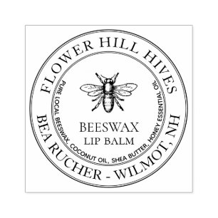 Custom Beeswax Lip Balm with Heraldic Honeybee Rubber Stamp