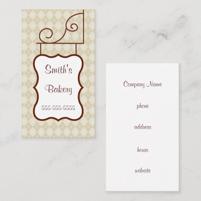 Custom Beige Argyle Sign Business Card (Front/Back)