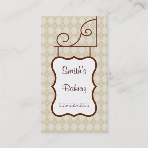Custom Beige Argyle Sign Business Card