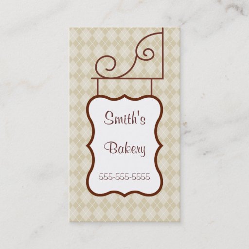 Customizable Custom Beige Argyle Sign Business Card