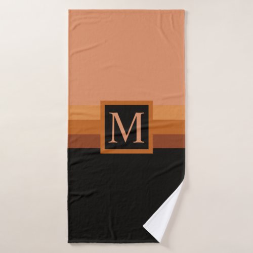 Custom Beige Brown Black Color Block Bath Towel