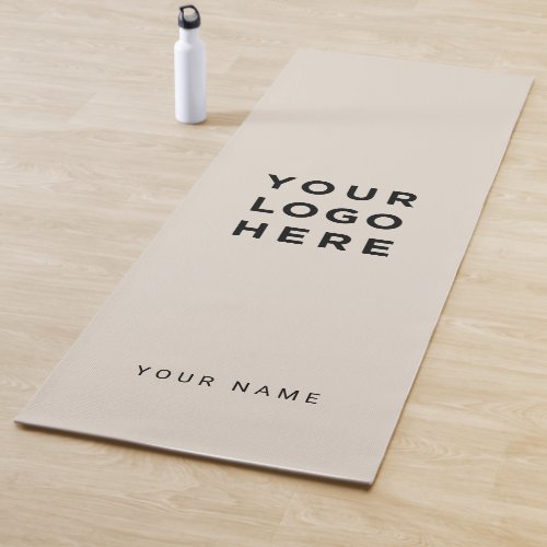 Custom Beige Business Logo Name Instagram Yoga Mat