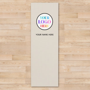 Custom Beige Business Logo Name Yoga Mat