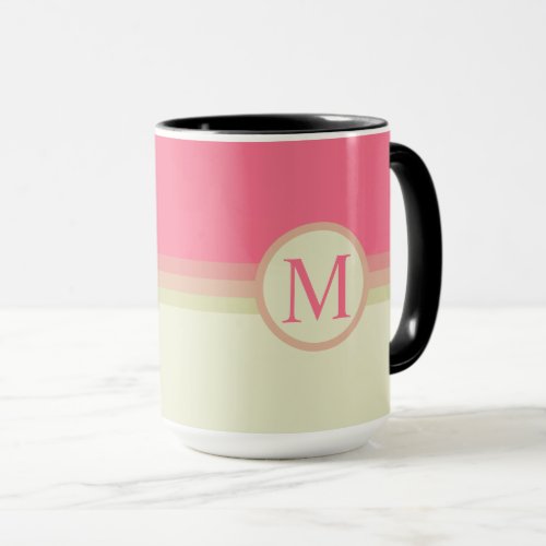 Custom Beige Pale Yellow Grey Pink Color Block Mug