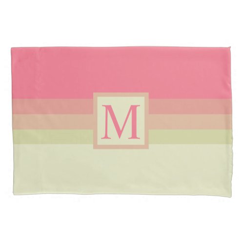 Custom Beige Pale Yellow Pink Color Block Pillow Case